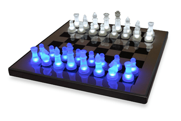 LED Blue and White Chess Set