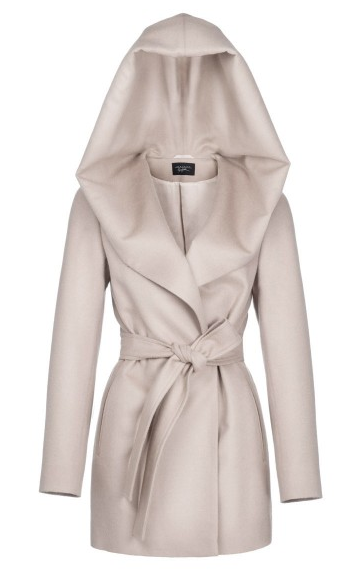 Wrap Coat With Large Hooded Collar