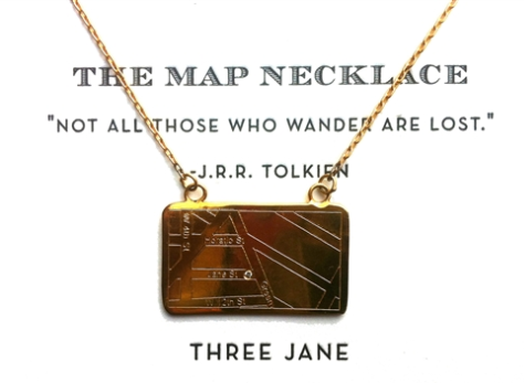 Three Jane NY Map Necklace