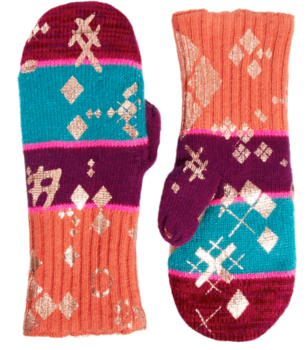 Lauren McCalmont For ASOS Foil Print Broken Argyle Borg Lined Mittens