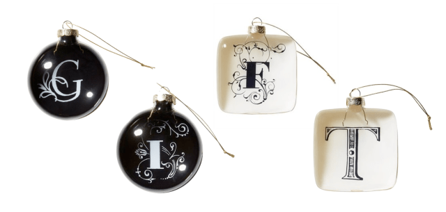 Indigo Monogram Ornaments