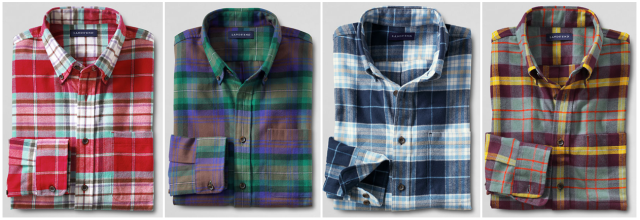 Lands' End Men's Long Sleeve Tailored Flannel Shirt
