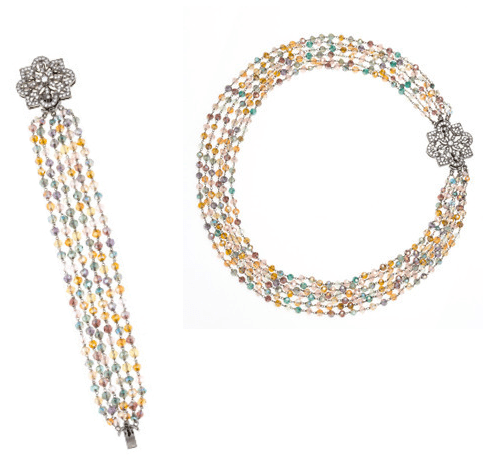 Elle Hardware Multi-Tone Swarvoski Bracelet and Necklace