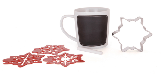 PC Chalkboard Mug With Cookie Cutter and Stencil