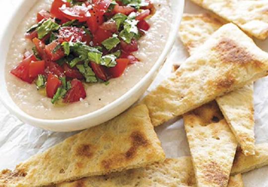 Hummus Pomodoro with Warm Pizza Crust