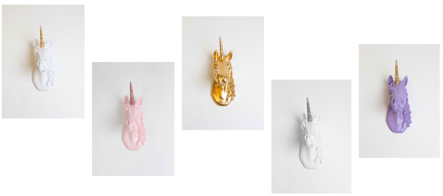 White Faux Taxidermy Unicorns
