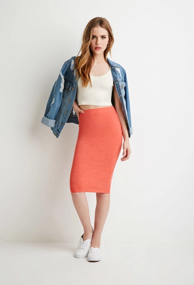 Stretch Knit Pencil Skirt